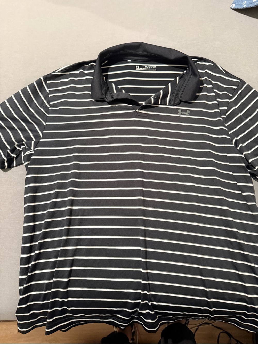 Under Armour Black Polo with White Stripes